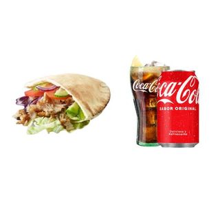 Menú pita con ensalada + patatas fritas + bebida