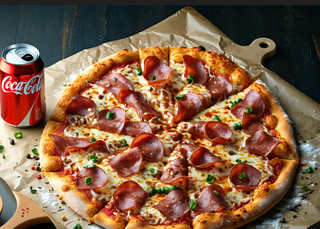 Menú pizza prosciutto (33 cm.)