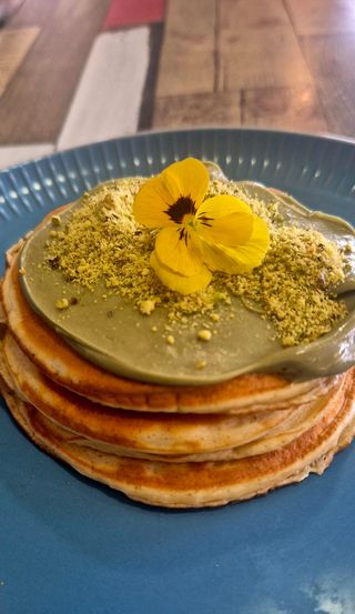 Tortitas con crema de pistacho y pistacho (3 uds.)