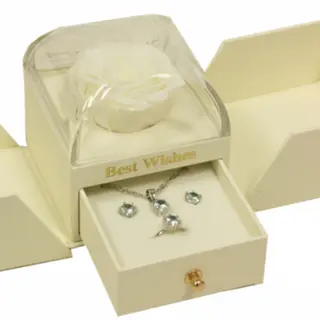 Rosa Preservada con Pendientes, Gargantilla y Anillo para Regalo (Blanca)