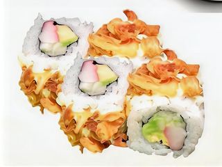 89.Uramaki De Cangrejo Con Aguacate Más Pepino Y Cebolla Crujiente (8 Uds.)
