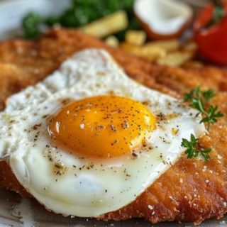Schab panierowany z jajkiem sadzonym