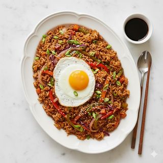 Mongolian rice con verdure e uovo