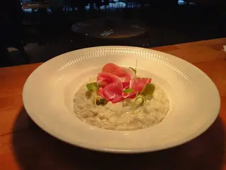Risotto ao gorgonzola com presunto