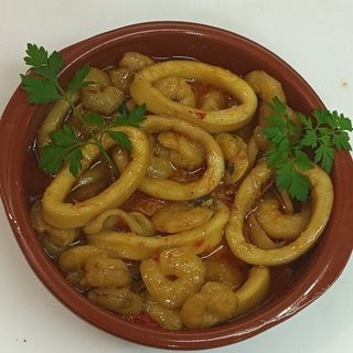 Calamares con gambas 