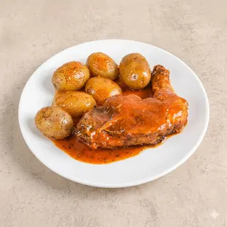 Muslo De Pollo Al Horno Con Guarnición De Patatas