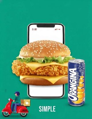 Hamburger simple + Orangina