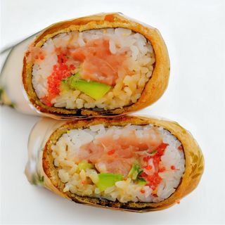 Fresh salmon burrito