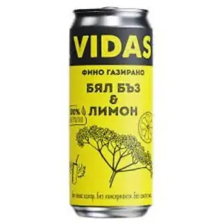 Газирана напитка Vidas Бял бъз с лимон, 250 мл