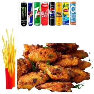 Menú Alitas de Pollo, 5u + Patatas + Bebida
