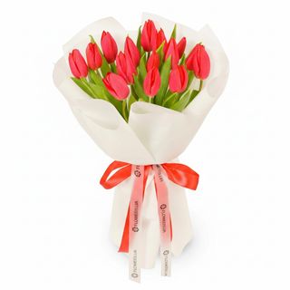 Букет з 15 червоних тюльпанів