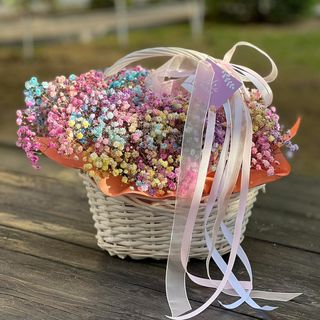 Coș cu gypsofila colorata - #13