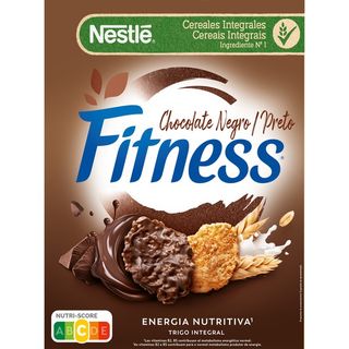 Cereales Nestlé Fitness Chocolate Negro - Copos De Trigo Integral Y Arroz Tostados (36% Recubiertos De Chocolate Negro)- Paquete De 375G