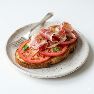 Tosta De Jamón Ibérico Con Tomate Rosa