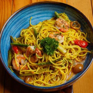 Алио олио със скариди и аспержи (350гр.)