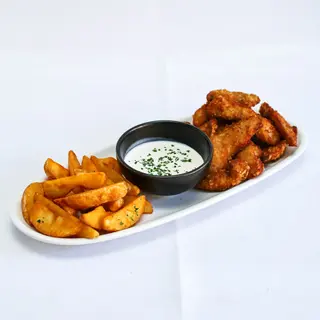 Tiras de gallo con queso manchego