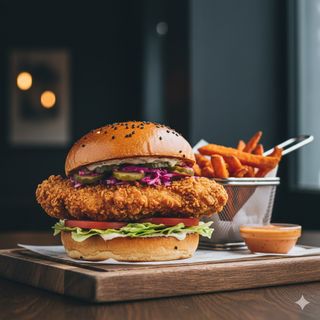 Хрупкав пилешки бургер