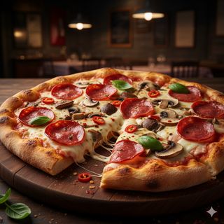 4 tranci di salame piccante e funghi