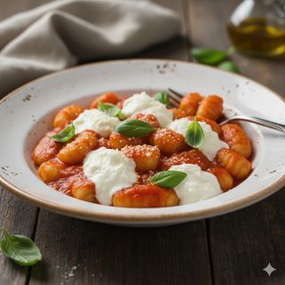 Gnocchi al pomodoro con stracciatella