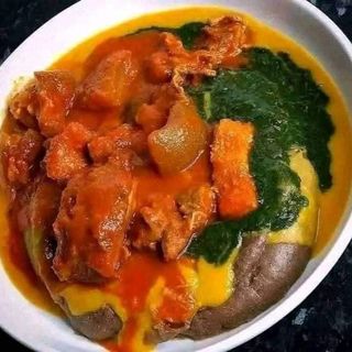 Amala served with ewedu and Gbegiri with assorted meat