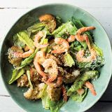 Caesar salad with prawns