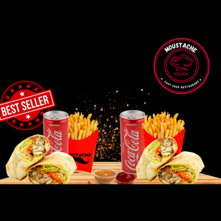 2 SHAWARMA GOURMANDE + 2 FRITES + 2 COCA COLA