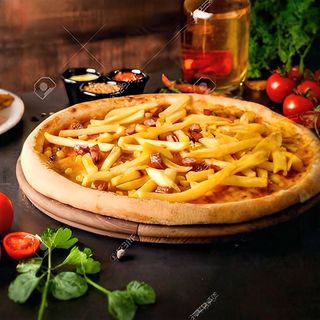French Fries Meat Pizza