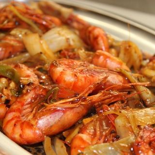 Langostinos Con Jengibre Y Puerros