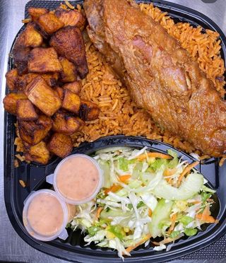  Special Smokey Jollof Rice, pepper Turkey, Plantain,Salad