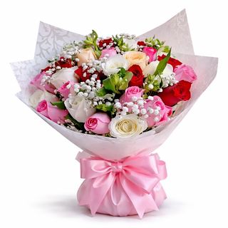 Pastel Rose + Ribbon Bouquet