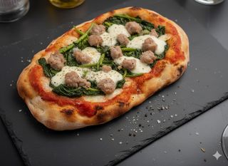 Pinsa con salsiccia e friarielli