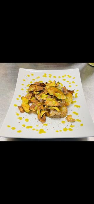 Trancio di spada patate ai ferri e zucchine croccanti 