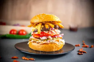 Fries cheeseburger