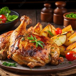 1/2 Pollo Asado Con Patatas Y Bebida