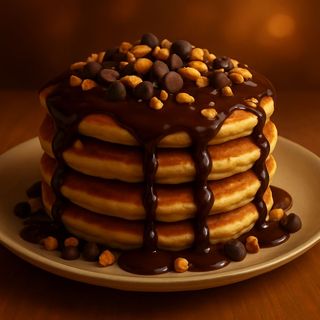 Pancake Fondente - Cioko fondente, scaglie fondente, arachidi pralinate