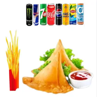 Menu Samosa, 3u + Patatas + Bebida