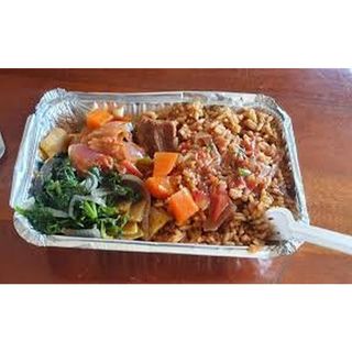 Half Pilau, Half Katogo Matooke And Beef