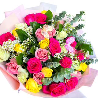 Yellow and Pink Roses Bouquet