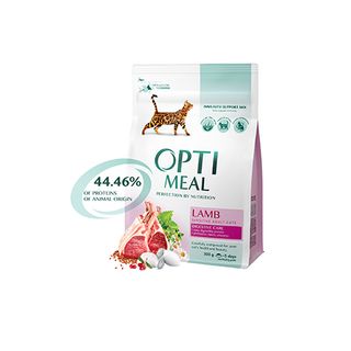 Optimeal сухий корм для дорослих котів з чутливим травленням - ягня, 200 г