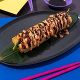 Japan hot- dog
with fried salmon