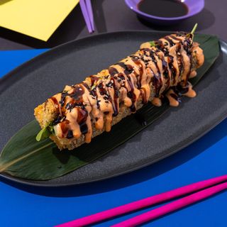 Japan hot- dog
with fried salmon