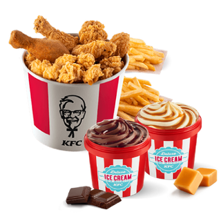 Kubełek Best of KFC dla 2 osób + 2x lody Ice Cream Deluxe 150ml