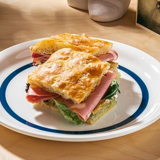 Focaccia Sandwich With Mortadella