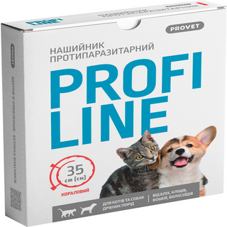 Нашийник PROVET PROFILINE для котів та собак 35см, кораловий