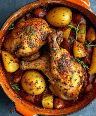 Pollo, patatine fritte