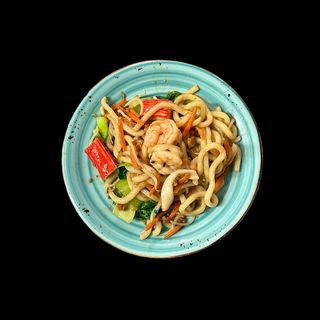 701. Udon saltati con misto di mare