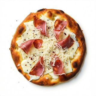 Pizza bresaola con scaglie di parmigiano