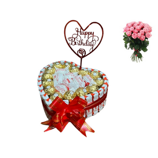 Box Chocolat KINDER RAFFAELLO ferero + Un bouquet de 15  roses roses