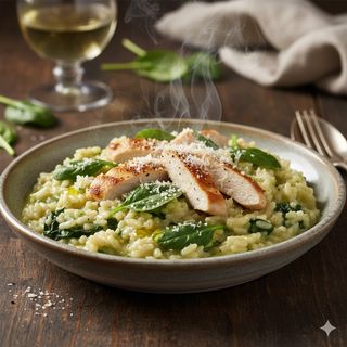 Пиле, бейби спанак и горгонзола