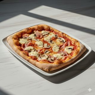 Pizza De Jamón Y Champiñones 30 Cm. X 40 Cm.